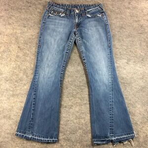 True Religion Jeans Women's 31 Blue Flare Leg Low Rise Medium Wash Denim
